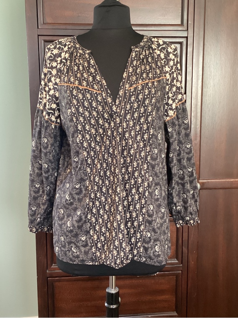 Paige popover bohemian multi pattern long sleeved top